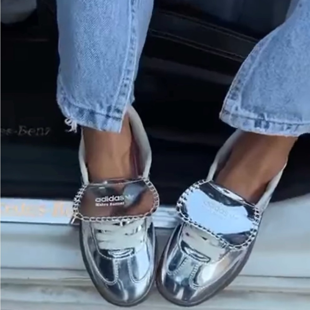 Adidas Silver Sneakers Sleek Design